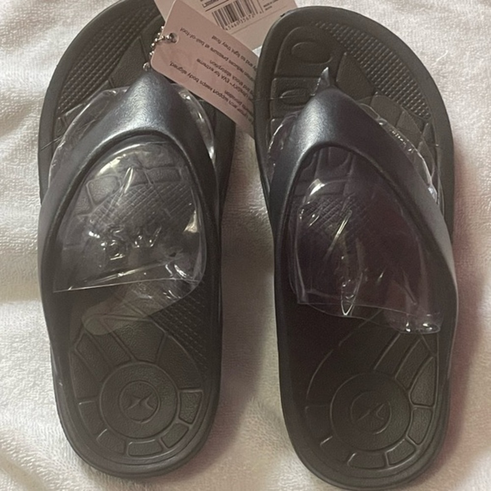 Women’s Aetrex Black Slide Sandals Flip Flop